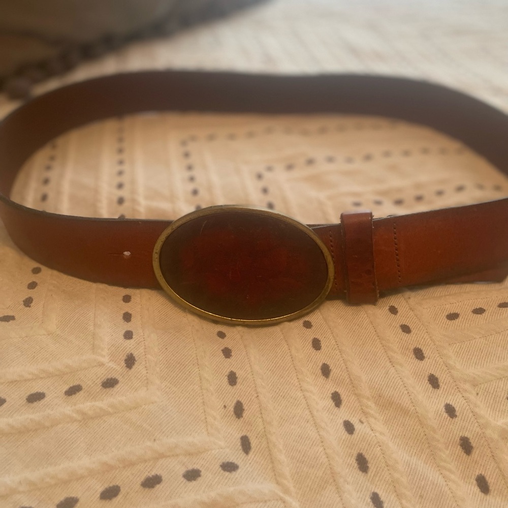Brown Diesel Leather Belt with Oval Buckle